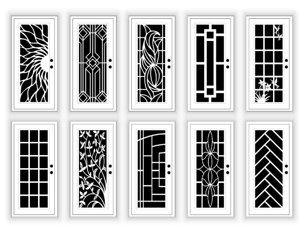 Artisan security door design styles with decorative patterns
