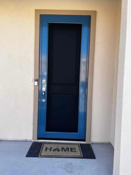 NorCal Home With Custom Blue Security Screen Door
