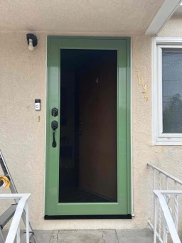 Security Screen Door in Green for NorCal Entryway