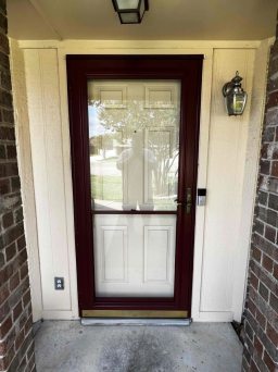 Custom Storm Doors in Mountain Berry Finish on Northern California