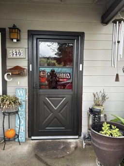 Northern California Entryway With Rustin Bronze Storm Doors