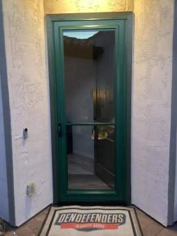Green Custom Storm Door Installed in Northern California