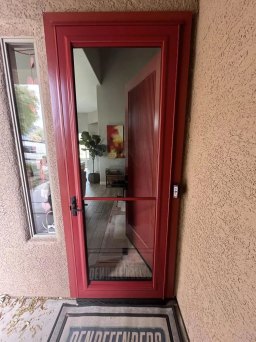 Custom Red Storm Doors Installed on NorCal Homes