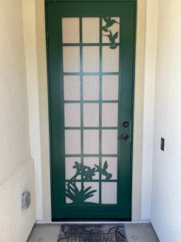 Decorative Titan Security Screen Door in Green for NorCal