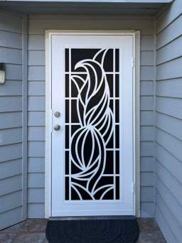 Decorative White Titan Security Screen Door in NorCal